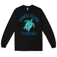 Black sanibel island beach design  sea turtle illustration gift pullover hoo Long Sleeve Tee - trangStudio