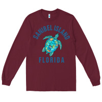 Burgundy sanibel island beach design  sea turtle illustration gift pullover hoo Long Sleeve Tee - trangStudio
