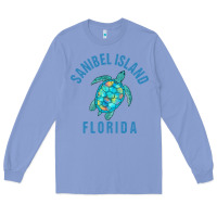 Colony Blue sanibel island beach design  sea turtle illustration gift pullover hoo Long Sleeve Tee - trangStudio