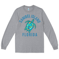Heather Grey sanibel island beach design  sea turtle illustration gift pullover hoo Long Sleeve Tee - trangStudio