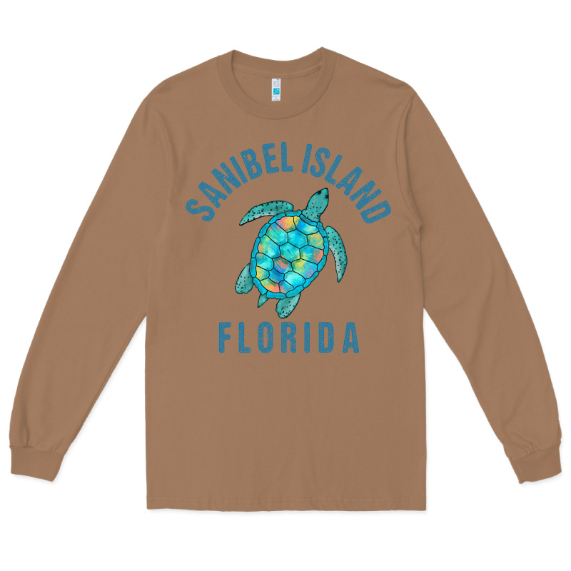 Sanibel Island Beach Design  Sea Turtle Illustration Gift Pullover Hoo Long Sleeve Tee by trangStudio | Teevron