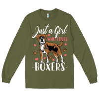 Army Green Kids Boxer Dog Just A Girl Who Loves Boxers Gift Long Sleeve Tee - trangStudio