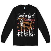 Black Kids Boxer Dog Just A Girl Who Loves Boxers Gift Long Sleeve Tee - trangStudio
