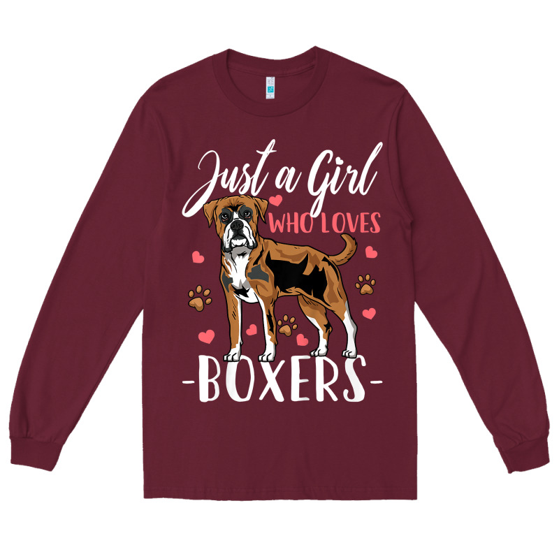 Kids Boxer Dog Just A Girl Who Loves Boxers Gift Long Sleeve Tee by trangStudio | Teevron