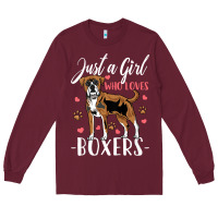 Burgundy Kids Boxer Dog Just A Girl Who Loves Boxers Gift Long Sleeve Tee - trangStudio