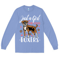 Colony Blue Kids Boxer Dog Just A Girl Who Loves Boxers Gift Long Sleeve Tee - trangStudio