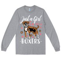 Heather Grey Kids Boxer Dog Just A Girl Who Loves Boxers Gift Long Sleeve Tee - trangStudio