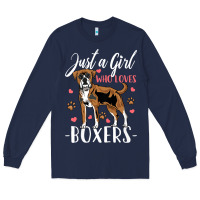 Navy Kids Boxer Dog Just A Girl Who Loves Boxers Gift Long Sleeve Tee - trangStudio