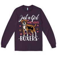 Plum Kids Boxer Dog Just A Girl Who Loves Boxers Gift Long Sleeve Tee - trangStudio
