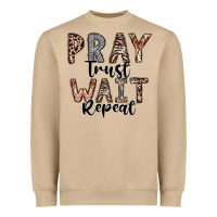Mushroom Pray Trust Wait Repeat Heavyweight Sweatshirt - CowhideDigitalArt