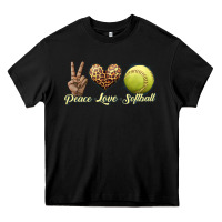 Black peace love softball Heavy Core Tee - JahusDesignShop