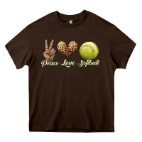 Chocolate Brown peace love softball Heavy Core Tee - JahusDesignShop