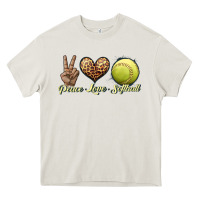 Cream peace love softball Heavy Core Tee - JahusDesignShop