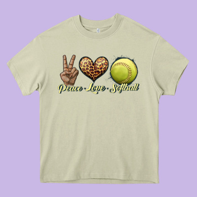 Peace Love Softball Heavy Core Tee Designed By Jahusdesignshop