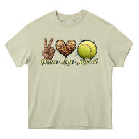 Mossy peace love softball Heavy Core Tee - JahusDesignShop
