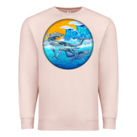 Pale Pink humpback whale Premium Sweatshirt - BarkalooDesign