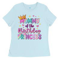 Baby Blue mommy of the birthday princess Ladies Tee - NancyCooperArtShop