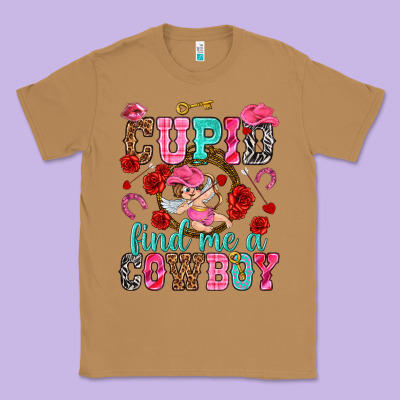 Cupid Find Me A Cowboy Valentine's Day Classic Tee Designed By Howdyjamesfarm