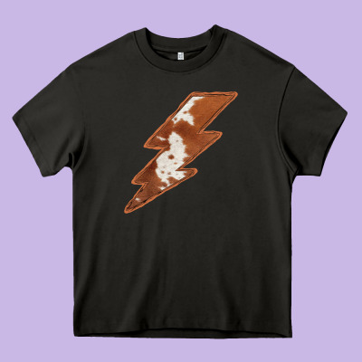 Cowhide Patterned Lightning Heavy Core Tee Designed By Bettercallsaul