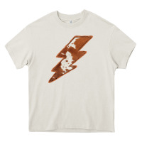 Cream Cowhide Patterned Lightning Heavy Core Tee - Bettercallsaul
