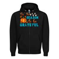 Black Tis' the Season To Be Grateful Zipper Hoodie - Artiststas
