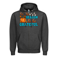 Charcoal Heather Tis' the Season To Be Grateful Zipper Hoodie - Artiststas
