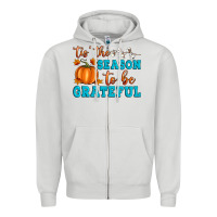 Dove Grey Tis' the Season To Be Grateful Zipper Hoodie - Artiststas