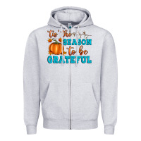 Heather Grey Tis' the Season To Be Grateful Zipper Hoodie - Artiststas