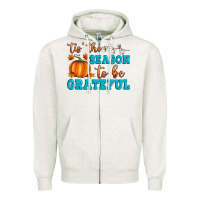 Oatmeal Heather Tis' the Season To Be Grateful Zipper Hoodie - Artiststas