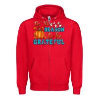 Red Tis' the Season To Be Grateful Zipper Hoodie - Artiststas