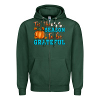 Sports Green Tis' the Season To Be Grateful Zipper Hoodie - Artiststas