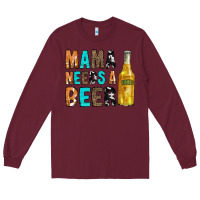 Burgundy Mama Needs a Beer Long Sleeve Tee - CowCowDesign