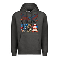 Charcoal Heather Western God Bless The USA 4th of July Premium Hoodie - LillyAllenDesigns