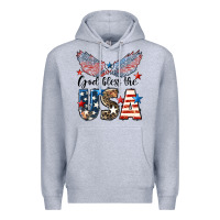 Heather Grey Western God Bless The USA 4th of July Premium Hoodie - LillyAllenDesigns