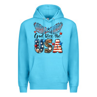 Ocean Blue Western God Bless The USA 4th of July Premium Hoodie - LillyAllenDesigns