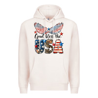 Pale Pink Western God Bless The USA 4th of July Premium Hoodie - LillyAllenDesigns
