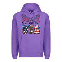 Purple Western God Bless The USA 4th of July Premium Hoodie - LillyAllenDesigns