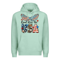 Seafoam Western God Bless The USA 4th of July Premium Hoodie - LillyAllenDesigns