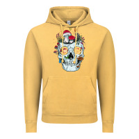 Vintage Mustard halloween skull collector mushrooms flowers and butterflies sweatshirt Vintage Hoodie - trangStudio