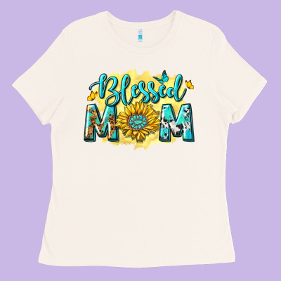 Blessed Mom With Sunflowers Ladies Tee Designed By Texasbilliewilder