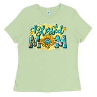 Matcha Blessed Mom with Sunflowers Ladies Tee - texasbilliewilder