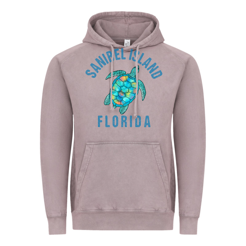 Sanibel Island Beach Design  Sea Turtle Illustration Gift Pullover Hoo Vintage Hoodie by trangStudio | Teevron