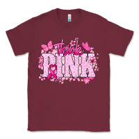 Burgundy Think pink Cancer Awareness Classic Tee - HowdyJamesFarm
