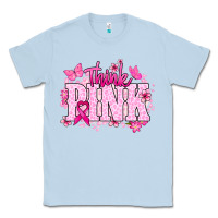Dusty Blue Think pink Cancer Awareness Classic Tee - HowdyJamesFarm
