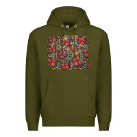 Army Green Easter Butterflies Background Premium Hoodie - RanaPortraitStore