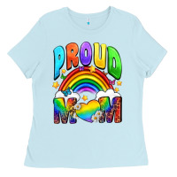 Baby Blue Proud Mom Ladies Tee - NancyCooperArtShop