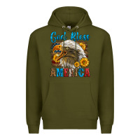 Army Green God Bless America Premium Hoodie - LillyAllenDesigns