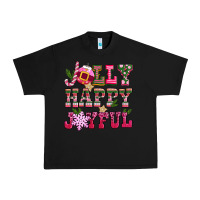 Black jolly happy joyful pink christmas Urban Heavy Tee - CowGirlArtShop
