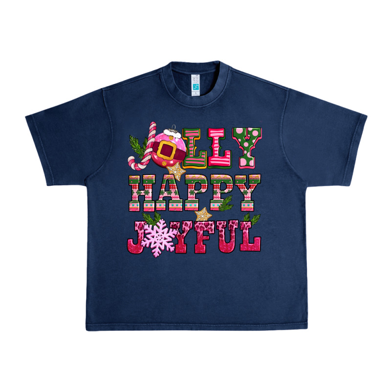Jolly Happy Joyful Pink Christmas Urban Heavy Tee by CowGirlArtShop | Teevron
