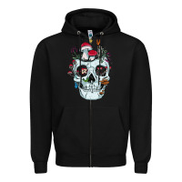 Black halloween skull collector mushrooms flowers and butterflies sweatshirt Zipper Hoodie - trangStudio